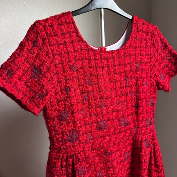 NWT Fanm Mon Samantha Tweed Embroidered Scoop Neck Cap Sleeve A-line Mini Dress - Picture 3 of 9